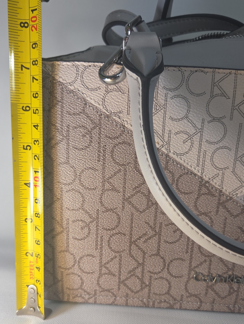 Calvin Klein Gray and White Satchel with Structured Design NWOT - Picture 12 of 12